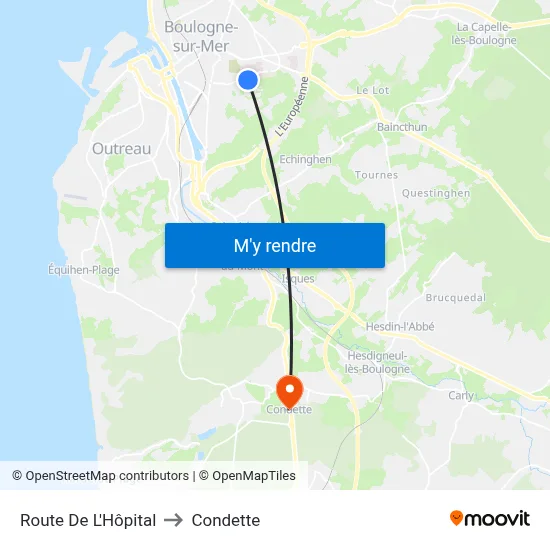 Route De L'Hôpital to Condette map
