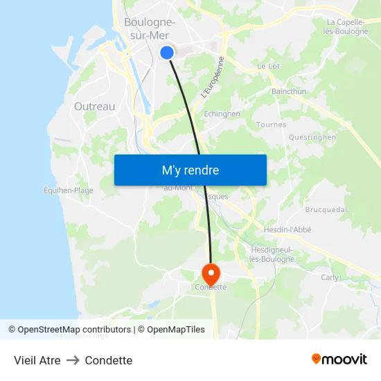 Vieil Atre to Condette map