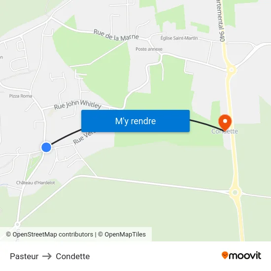 Pasteur to Condette map