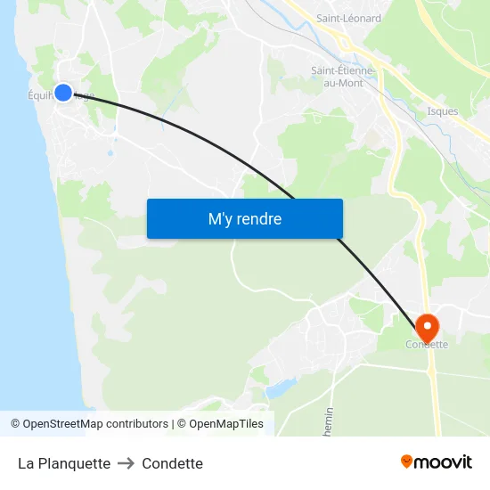 La Planquette to Condette map