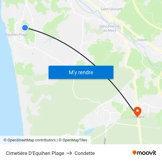 Cimetière D'Equihen Plage to Condette map