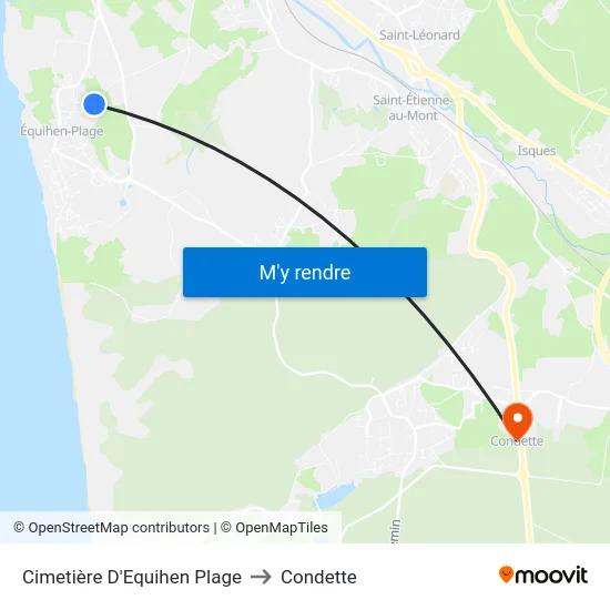 Cimetière D'Equihen Plage to Condette map