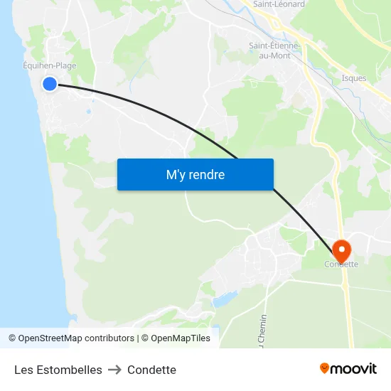 Les Estombelles to Condette map