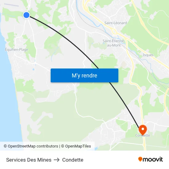 Services Des Mines to Condette map