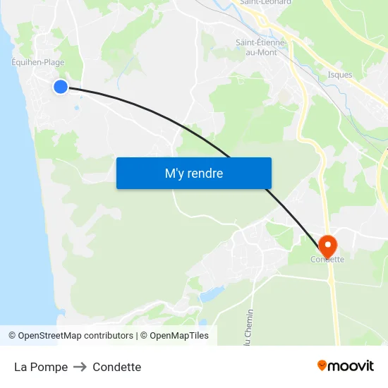La Pompe to Condette map