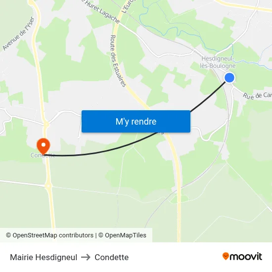Mairie Hesdigneul to Condette map