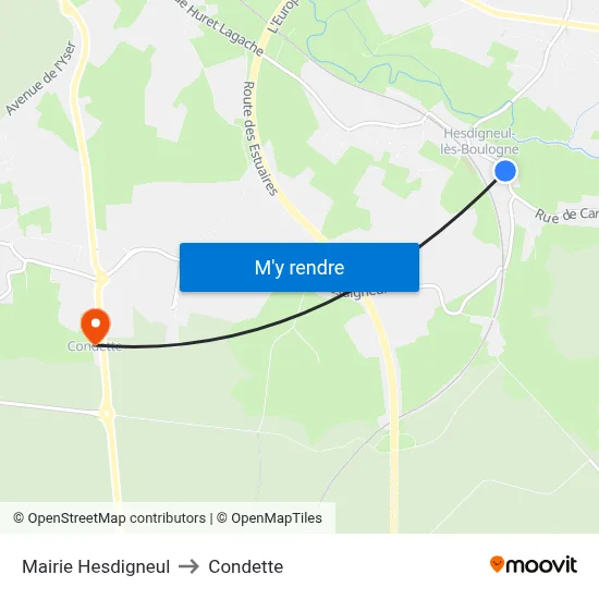 Mairie Hesdigneul to Condette map