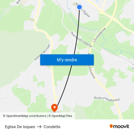 Eglise De Isques to Condette map
