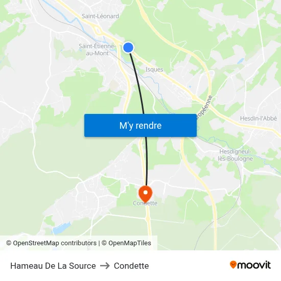 Hameau De La Source to Condette map
