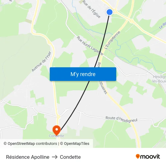 Résidence Apolline to Condette map