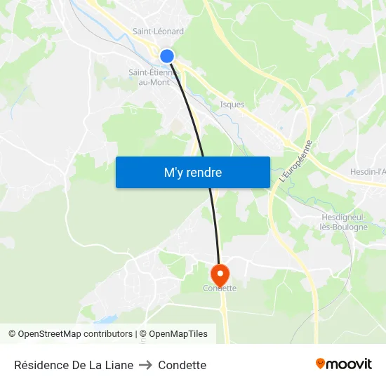 Résidence De La Liane to Condette map