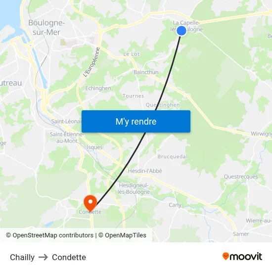 Chailly to Condette map