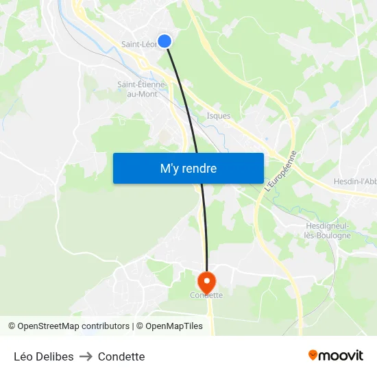 Léo Delibes to Condette map
