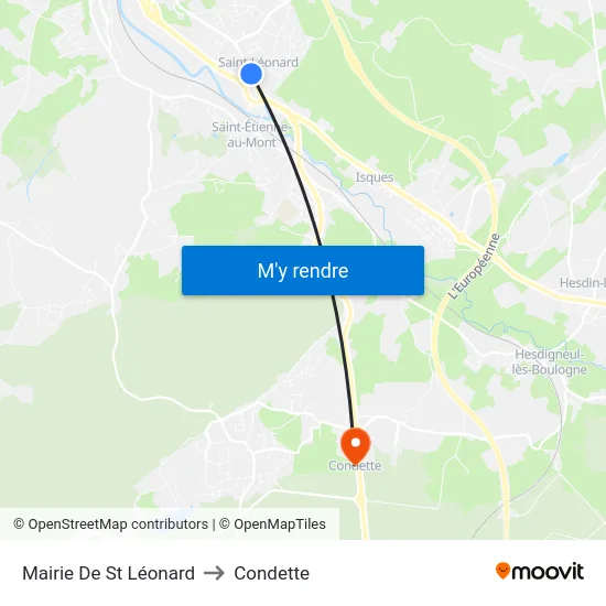 Mairie De St Léonard to Condette map