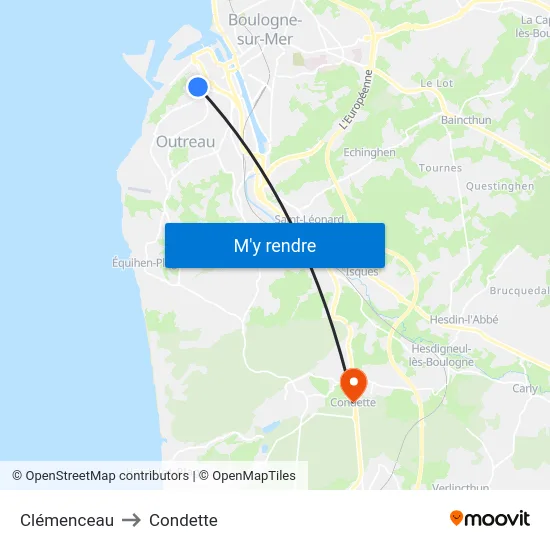 Clémenceau to Condette map