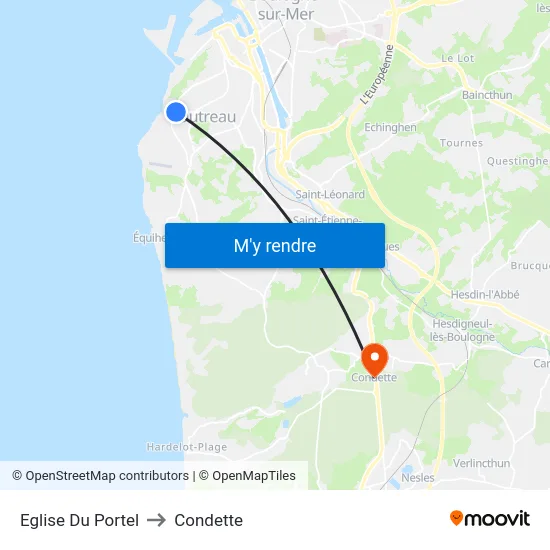 Eglise Du Portel to Condette map