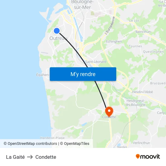 La Gaité to Condette map