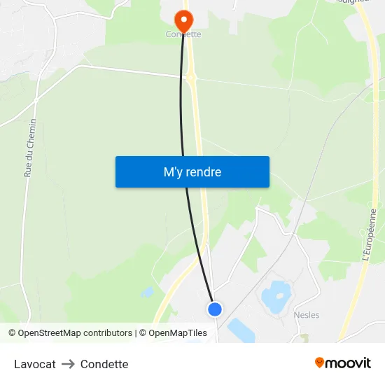 Lavocat to Condette map