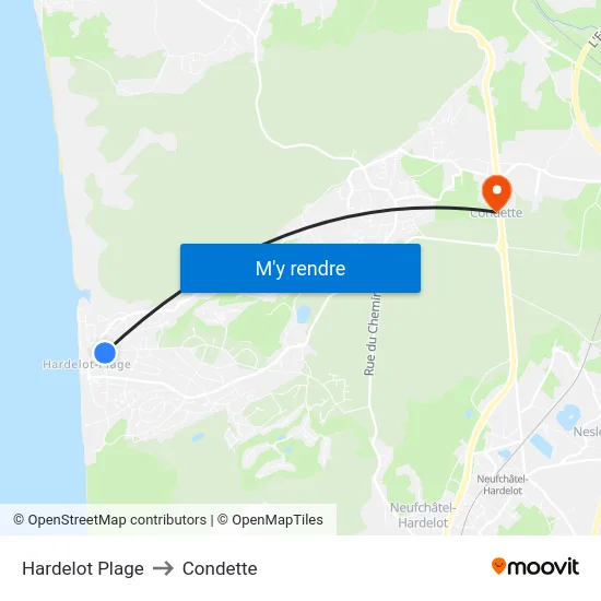 Hardelot Plage to Condette map