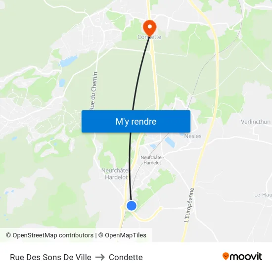 Rue Des Sons De Ville to Condette map