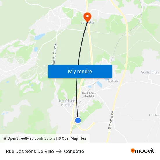 Rue Des Sons De Ville to Condette map