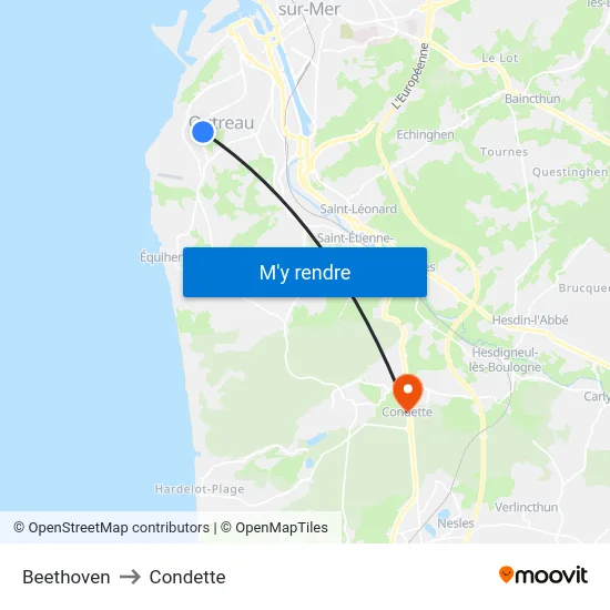 Beethoven to Condette map