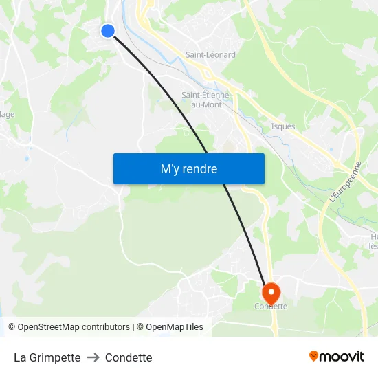 La Grimpette to Condette map