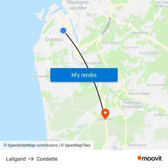 Laligand to Condette map