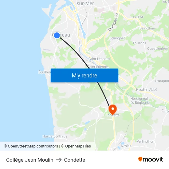 Collège Jean Moulin to Condette map