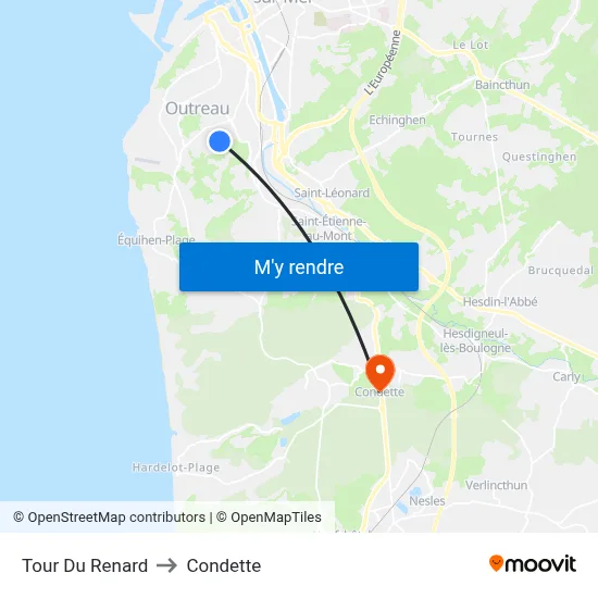 Tour Du Renard to Condette map