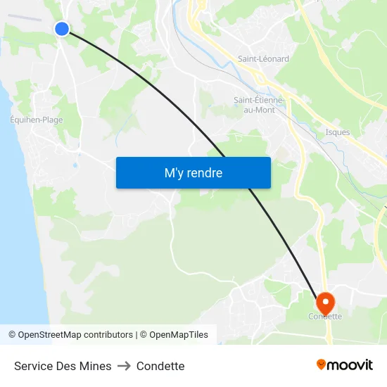 Service Des Mines to Condette map