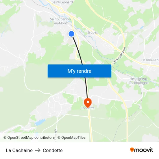 La Cachaine to Condette map