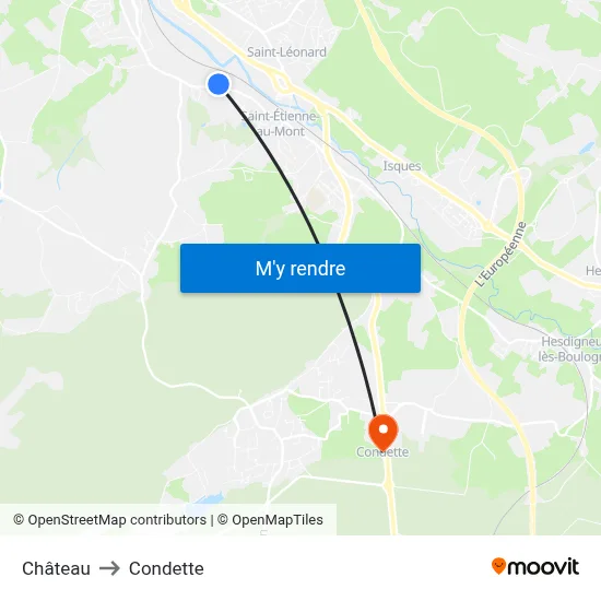 Château to Condette map