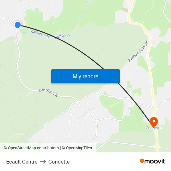 Ecault Centre to Condette map