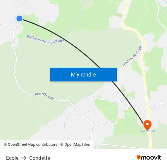 Ecole to Condette map