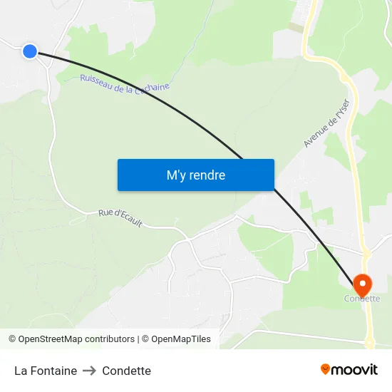 La Fontaine to Condette map