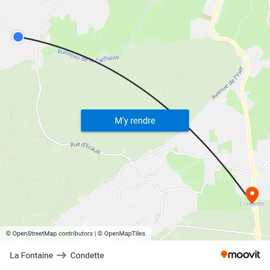 La Fontaine to Condette map