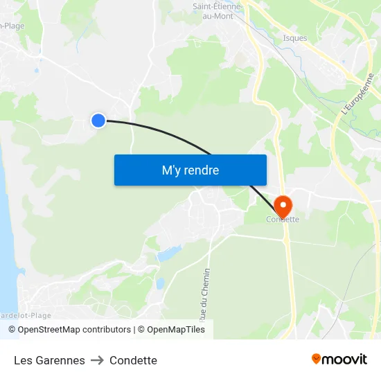 Les Garennes to Condette map