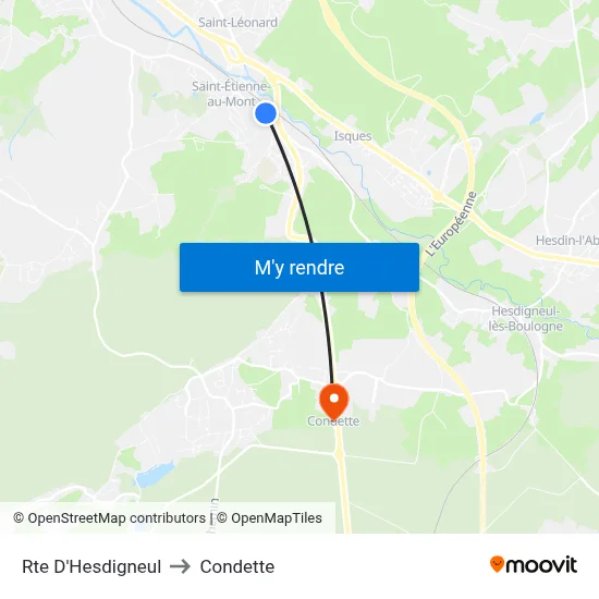 Rte D'Hesdigneul to Condette map