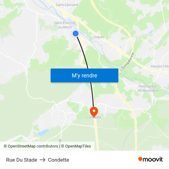Rue Du Stade to Condette map