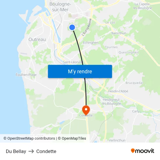 Du Bellay to Condette map