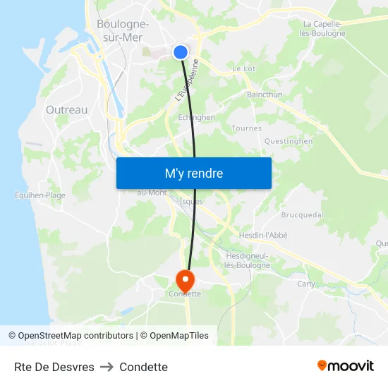Rte De Desvres to Condette map