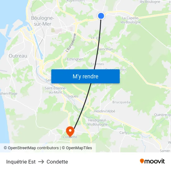 Inquétrie Est to Condette map