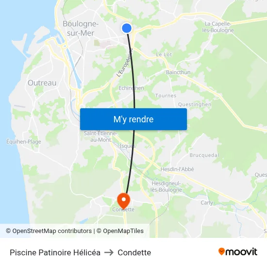 Piscine Patinoire Hélicéa to Condette map