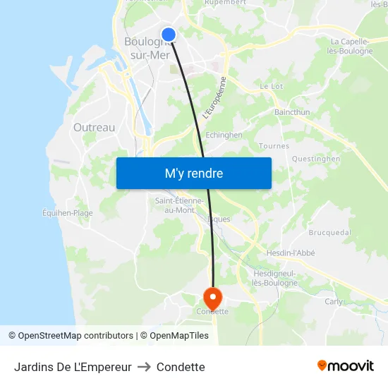 Jardins De L'Empereur to Condette map