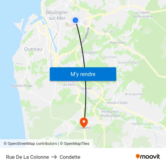 Rue De La Colonne to Condette map