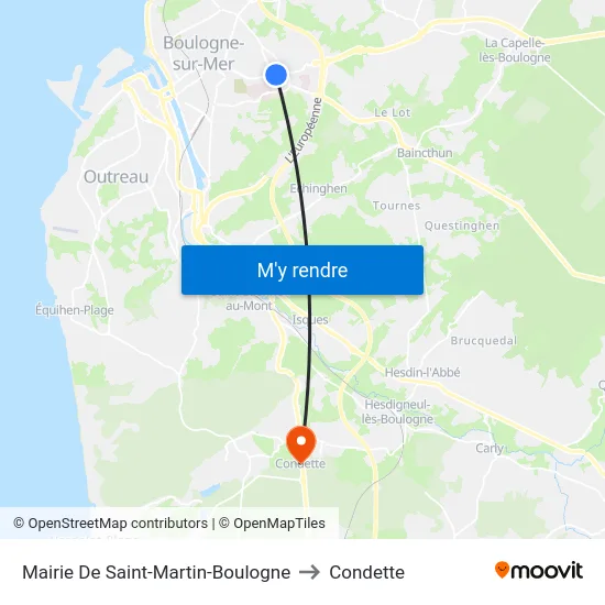 Mairie De Saint-Martin-Boulogne to Condette map