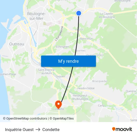 Inquétrie Ouest to Condette map