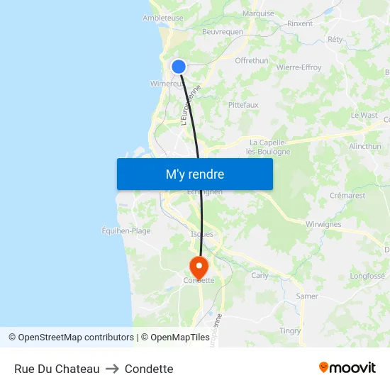 Rue Du Chateau to Condette map