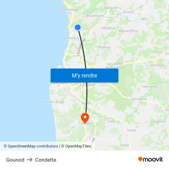 Gounod to Condette map